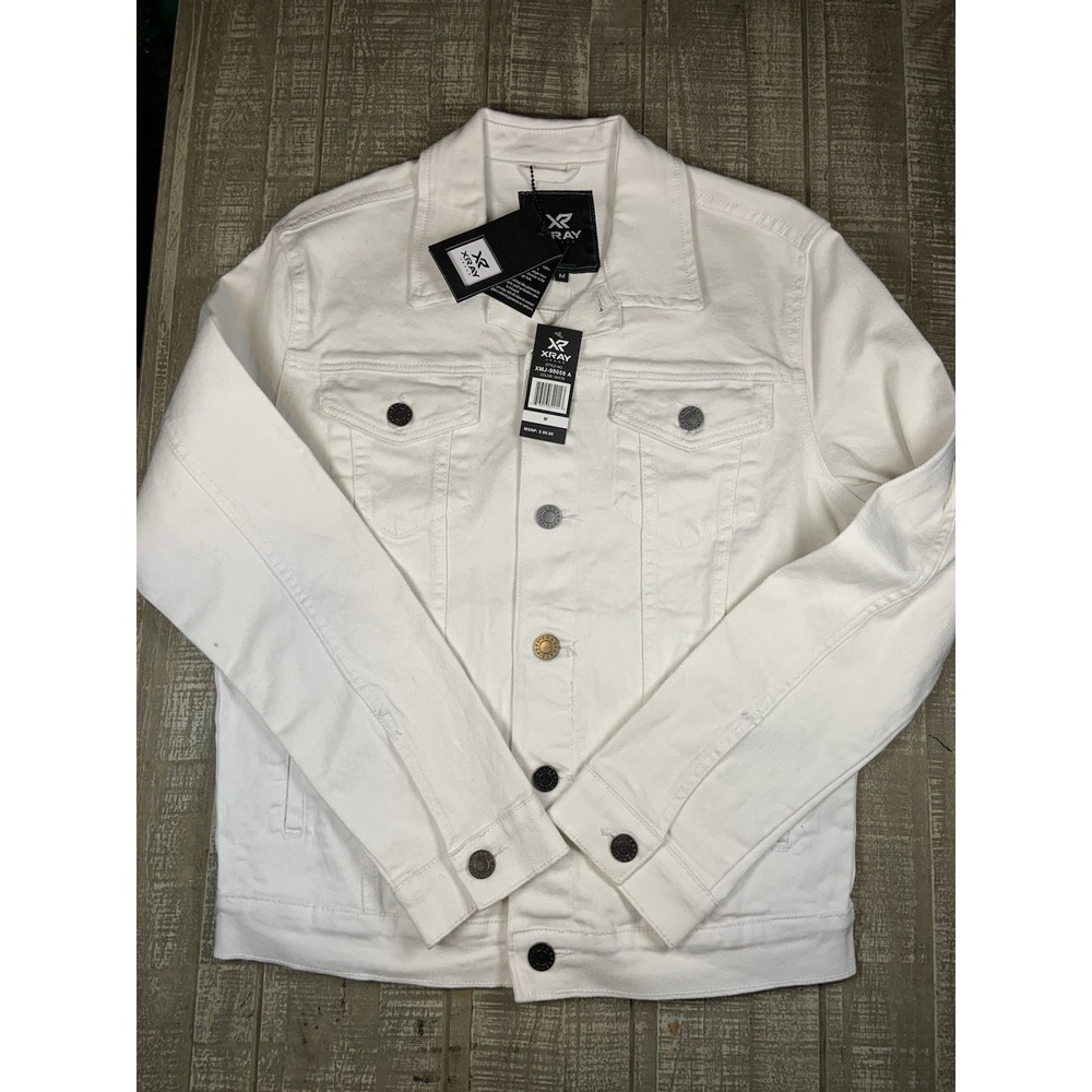 X-RAY Jeans Unisex Size Medium White Trucker Denim Jacket Y2K New NWT Xray